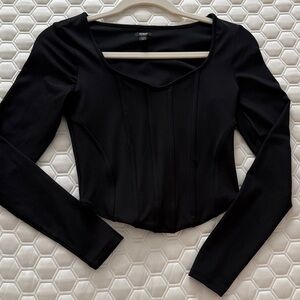 Express Black Fitted Long Sleeve Top